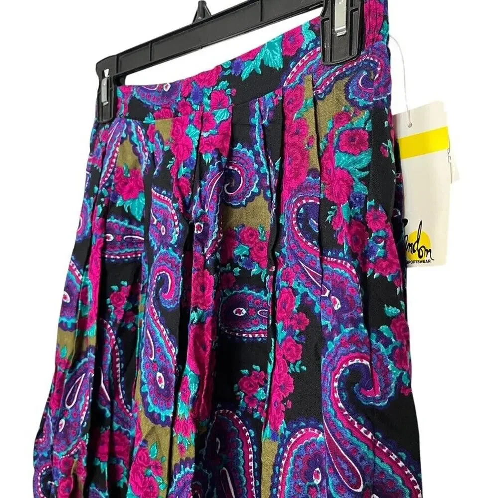 Random USA Made Vintage NWT Midi Pleated Paisley Purple Whimsigoth Skirt sz 10